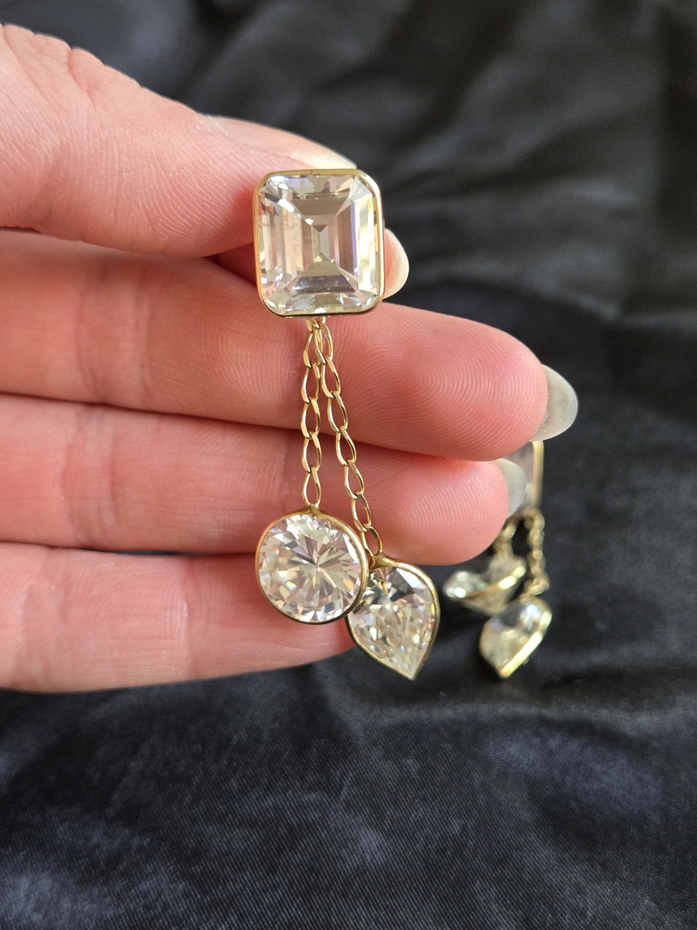 14K Gold Drop Earrings with Cubic Zirconia